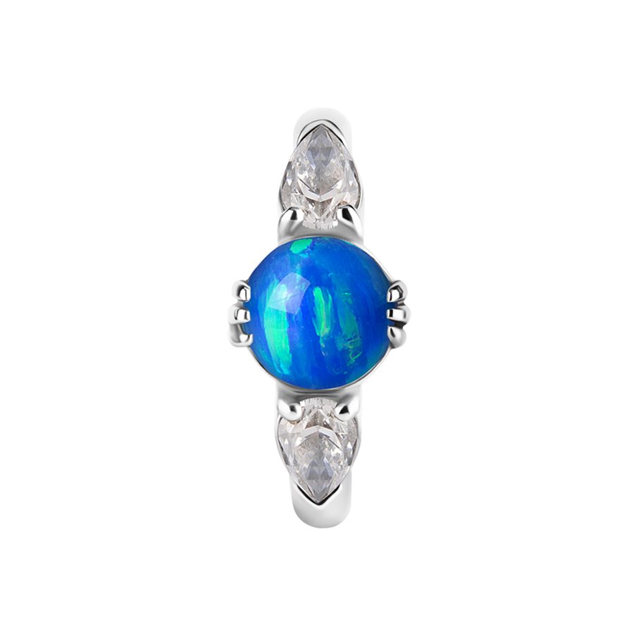 CoCr belly clicker ring with opal and zirconia